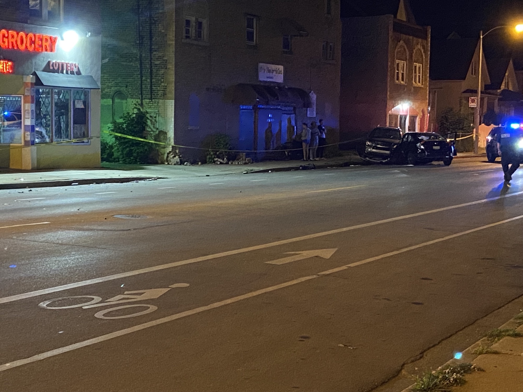 Threevehicle crash leaves former church damaged near Locust and Holton